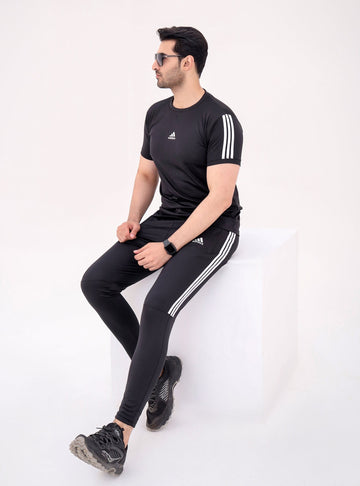 Black Half Tri-line-Tracksuit