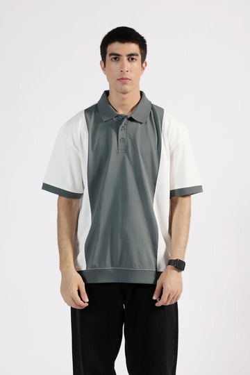 BAGGY FIT COLORBLOCK POLO GREEN
